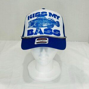 "Kiss My Bass" OTTO Lady Foam Trucker Hat -Blue & White -with silver arrow chain